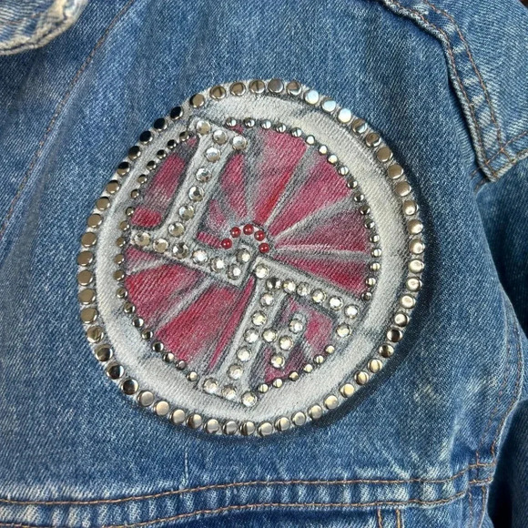 Lily Farouche ReWorked Hand Painted Corvette Stingray Denim Jacket Art t… - Picture 10 of 12